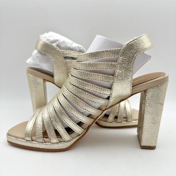 Donald Pliner Womens Sevanna Heeled Sandals US 8.5 M Gold Metallic Leather NIB - Picture 8 of 13